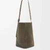 Large Pebble bucket bag in suede calfskin Dark Olive Large Pebble bucket bag in suede calfskin Dark Olive