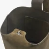 Large Pebble bucket bag in suede calfskin Dark Olive Large Pebble bucket bag in suede calfskin Dark Olive