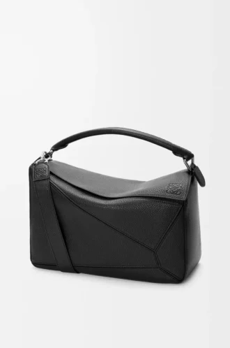 Large Puzzle bag in supple grained calfskin Black