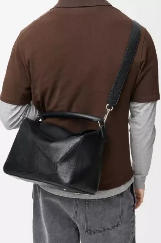 Large Puzzle bag in supple grained calfskin Black