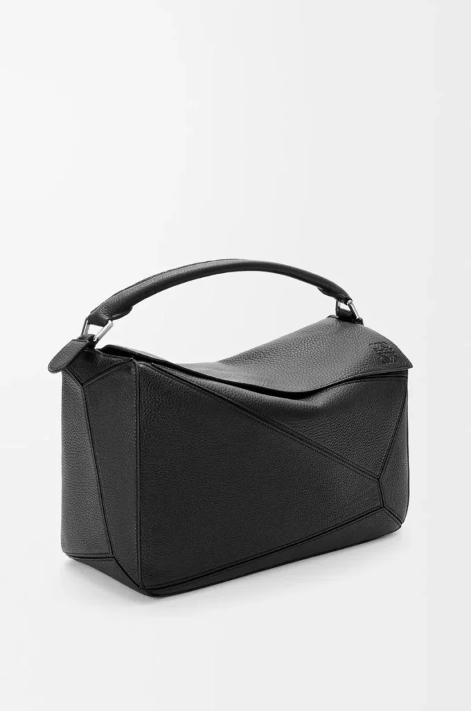 Large Puzzle bag in supple grained calfskin Black