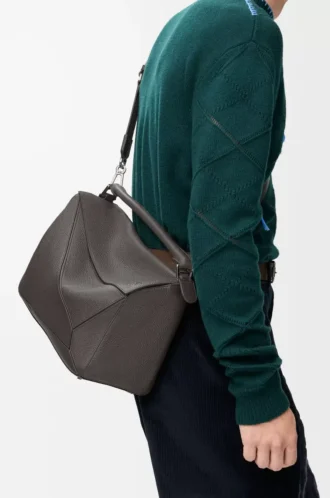 Large Puzzle bag in supple grained calfskin Dark Grey