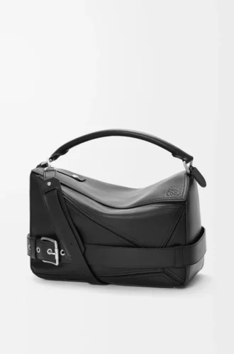 Large Puzzle Biker bag in shiny calfskin Black