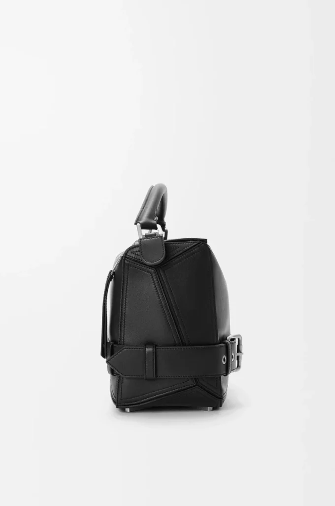 Large Puzzle Biker bag in shiny calfskin Black