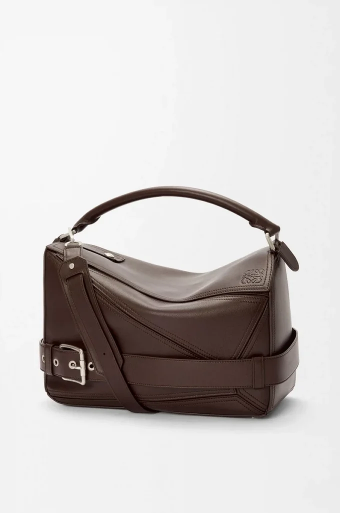 Large Puzzle Biker bag in shiny calfskin Dark Chestnut Large Puzzle Biker bag in shiny calfskin Dark Chestnut