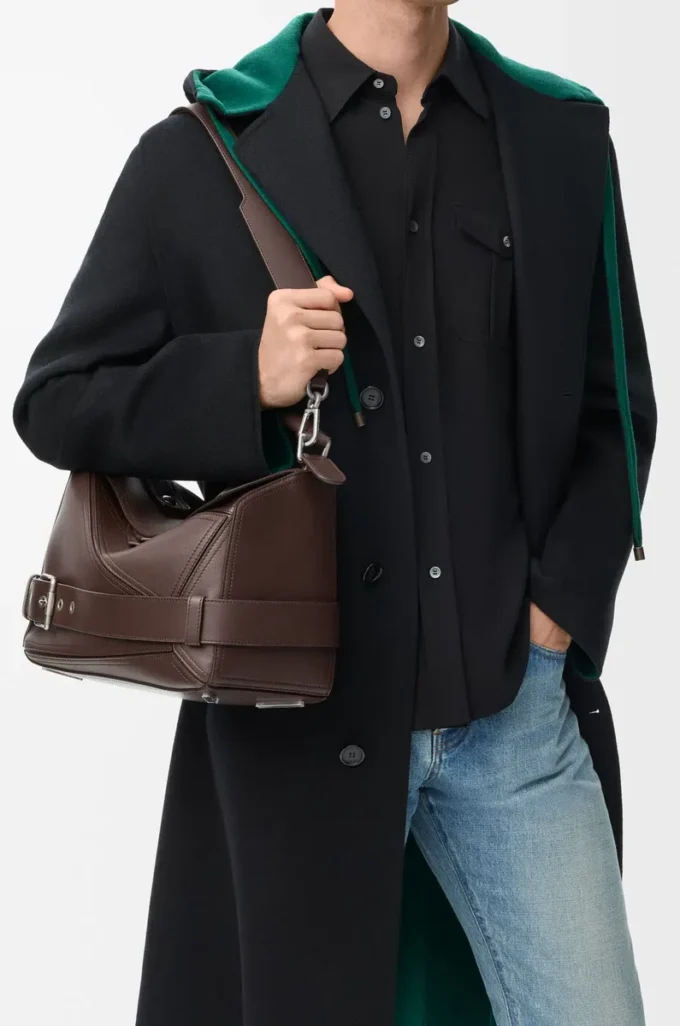 Large Puzzle Biker bag in shiny calfskin Dark Chestnut Large Puzzle Biker bag in shiny calfskin Dark Chestnut