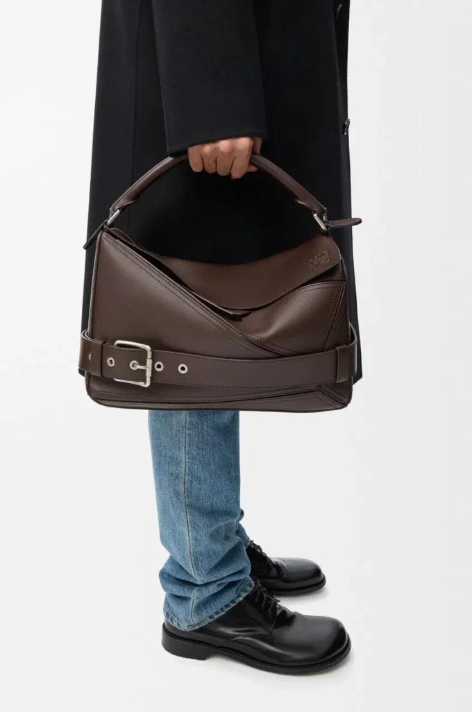 Large Puzzle Biker bag in shiny calfskin Dark Chestnut Large Puzzle Biker bag in shiny calfskin Dark Chestnut