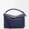 Large Puzzle Edge bag in classic calfskin Abyss Blue
