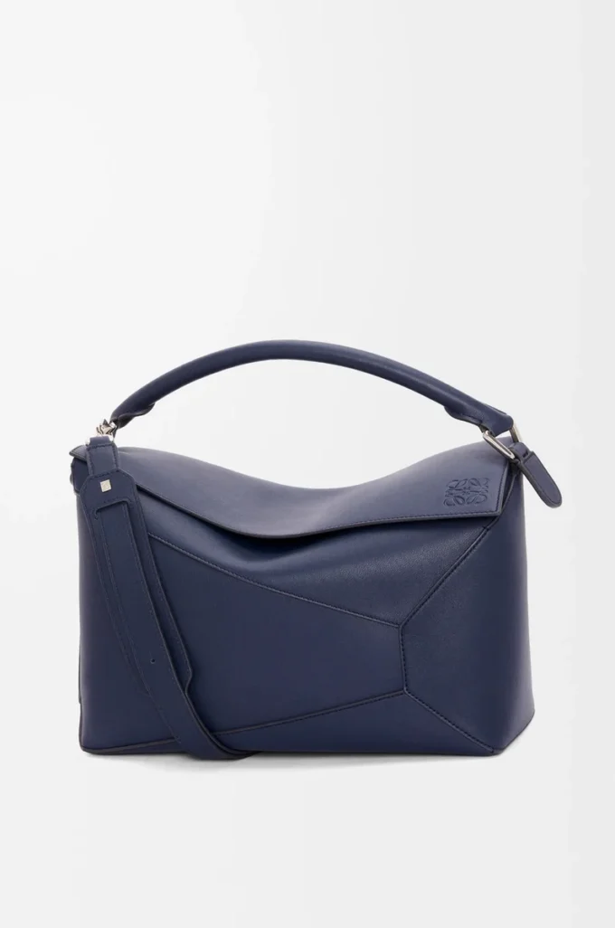 Large Puzzle Edge bag in classic calfskin Abyss Blue