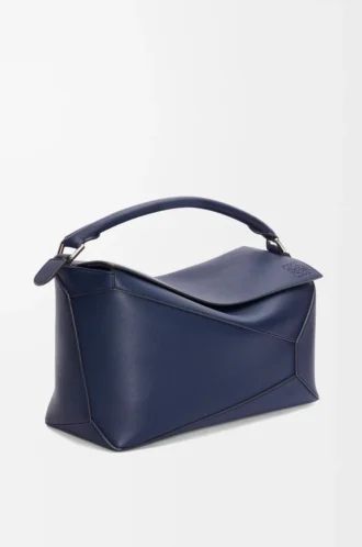 Large Puzzle Edge bag in classic calfskin Abyss Blue