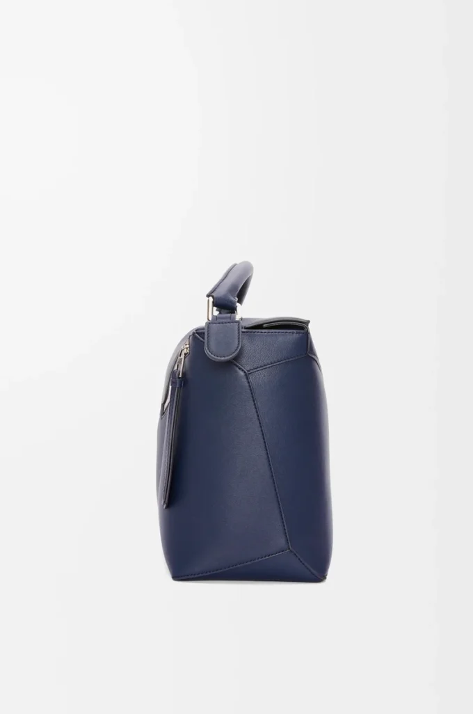 Large Puzzle Edge bag in classic calfskin Abyss Blue