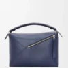 Large Puzzle Edge bag in classic calfskin Abyss Blue