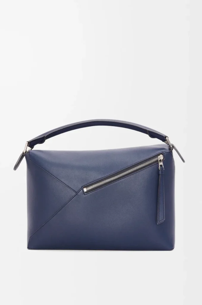 Large Puzzle Edge bag in classic calfskin Abyss Blue