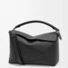 Large Puzzle Edge bag in grained calfskin Black