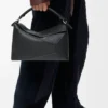 Large Puzzle Edge bag in grained calfskin Black