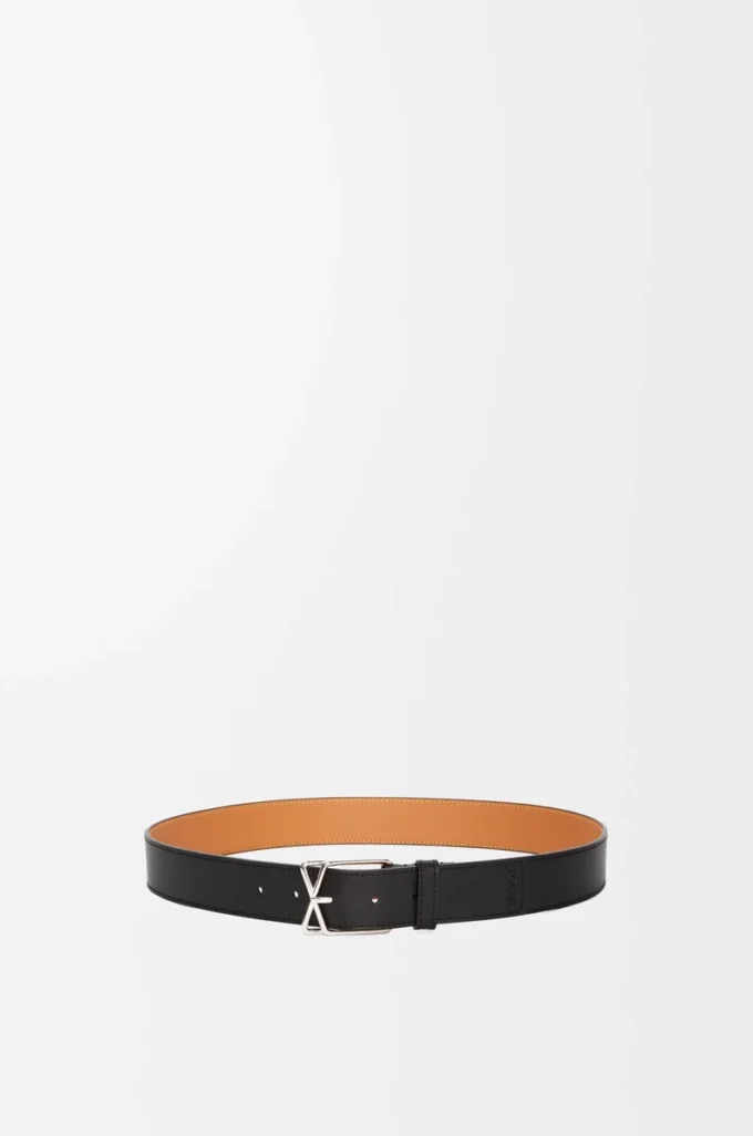 Layered Cross Buckle belt in smooth calfskin Black/Palladium Layered Cross Buckle belt in smooth calfskin Black/Palladium