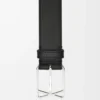 Layered Cross Buckle belt in smooth calfskin Black/Palladium Layered Cross Buckle belt in smooth calfskin Black/Palladium