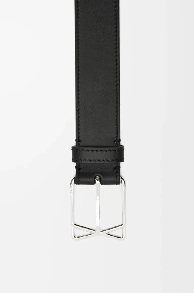 Layered Cross Buckle belt in smooth calfskin Black/Palladium Layered Cross Buckle belt in smooth calfskin Black/Palladium