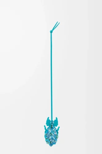 Leaf insect keyfob charm in beaded leather Deep Turquoise Leaf insect keyfob charm in beaded leather Deep Turquoise