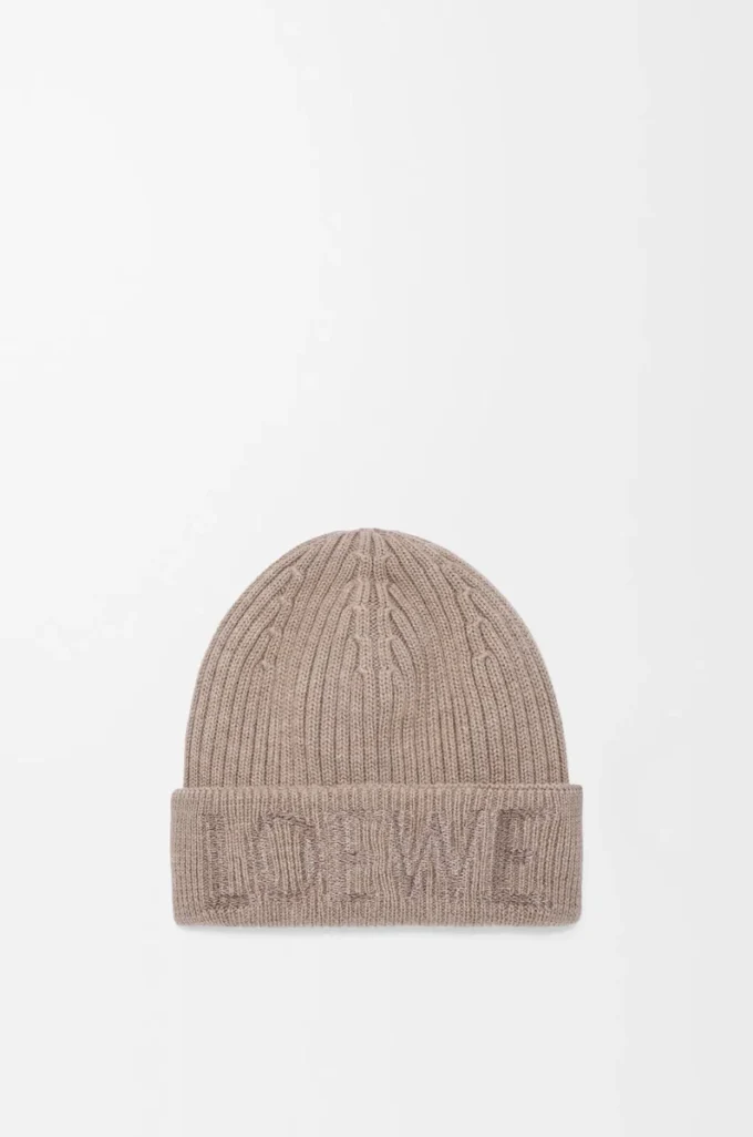 LOEWE beanie in wool Dark Beige