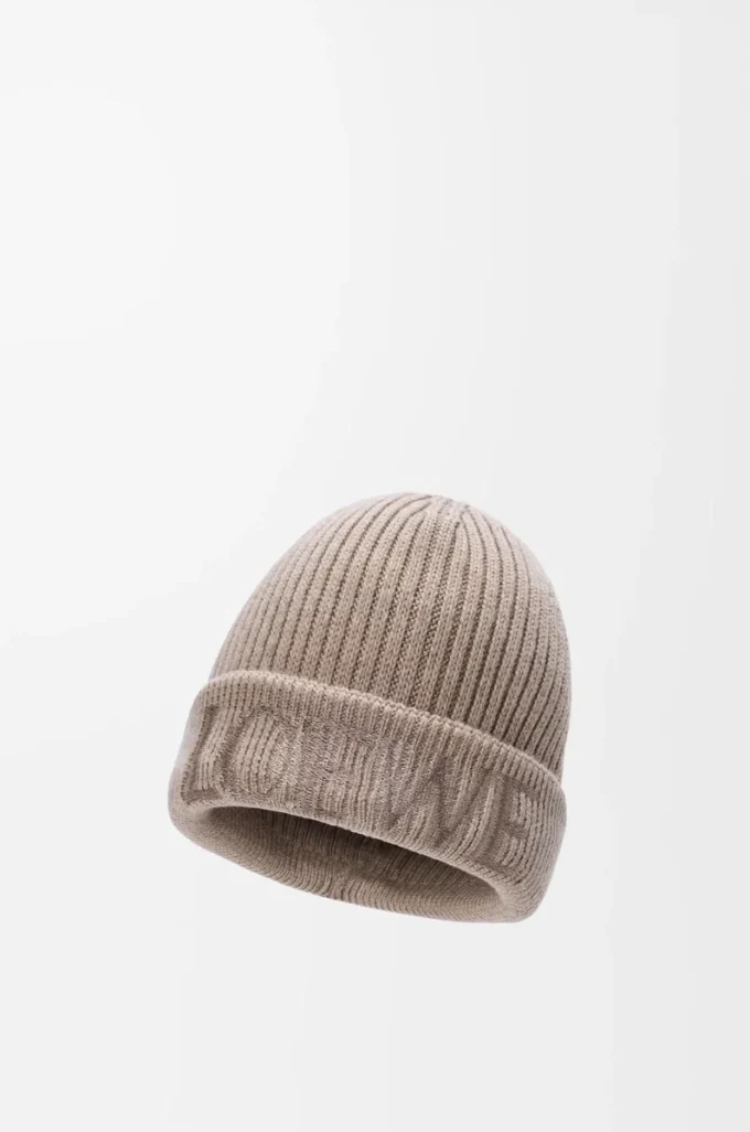 LOEWE beanie in wool Dark Beige