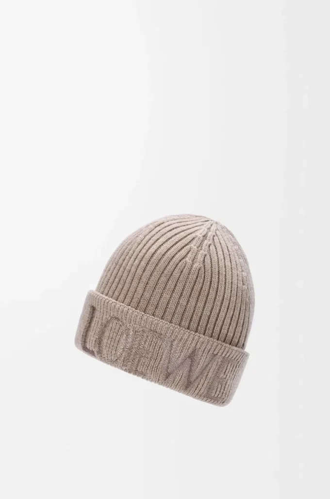 LOEWE beanie in wool Dark Beige