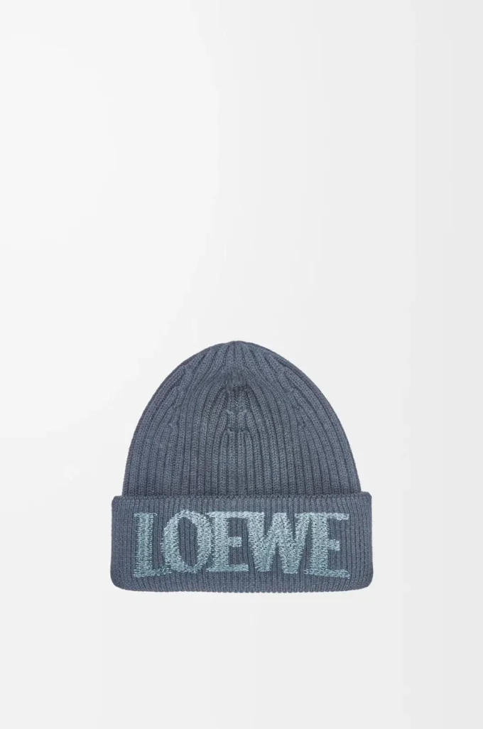 LOEWE beanie in wool Grey Blue LOEWE beanie in wool Grey Blue
