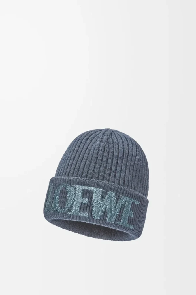 LOEWE beanie in wool Grey Blue LOEWE beanie in wool Grey Blue