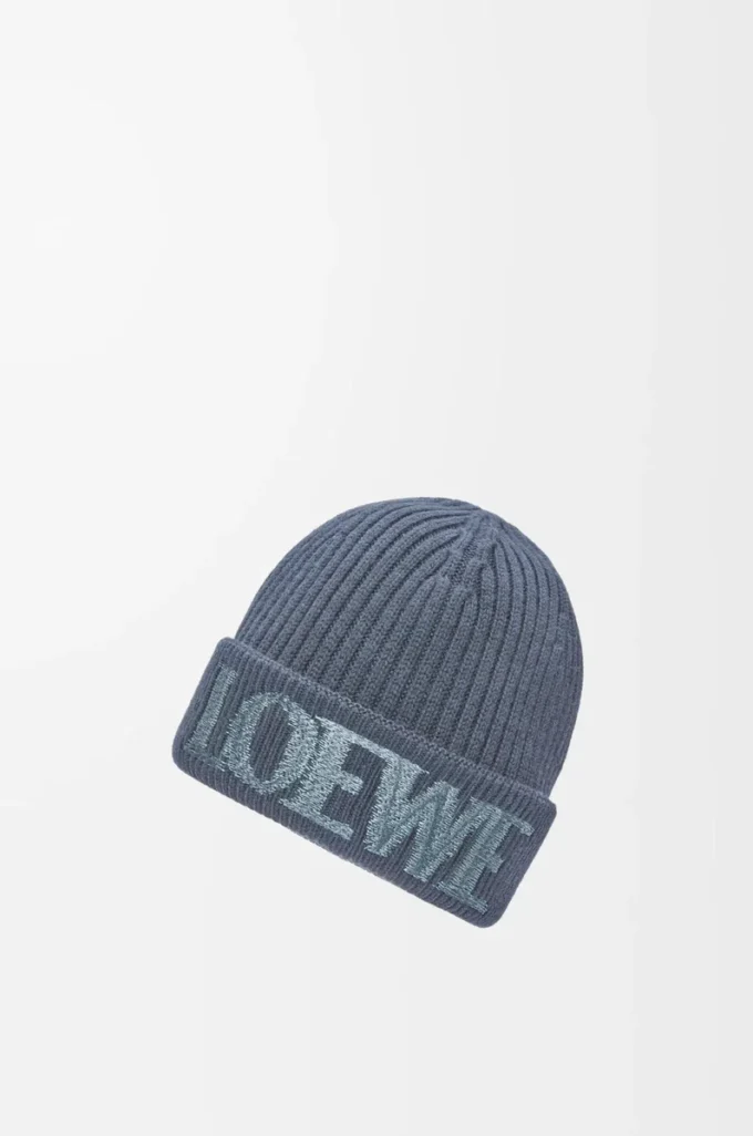 LOEWE beanie in wool Grey Blue LOEWE beanie in wool Grey Blue
