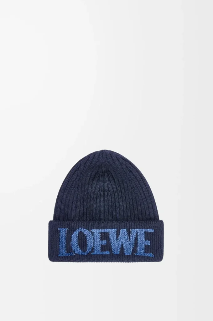 LOEWE beanie in wool Navy Blue LOEWE beanie in wool Navy Blue