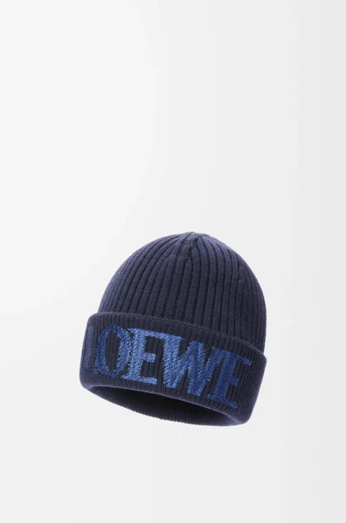 LOEWE beanie in wool Navy Blue LOEWE beanie in wool Navy Blue