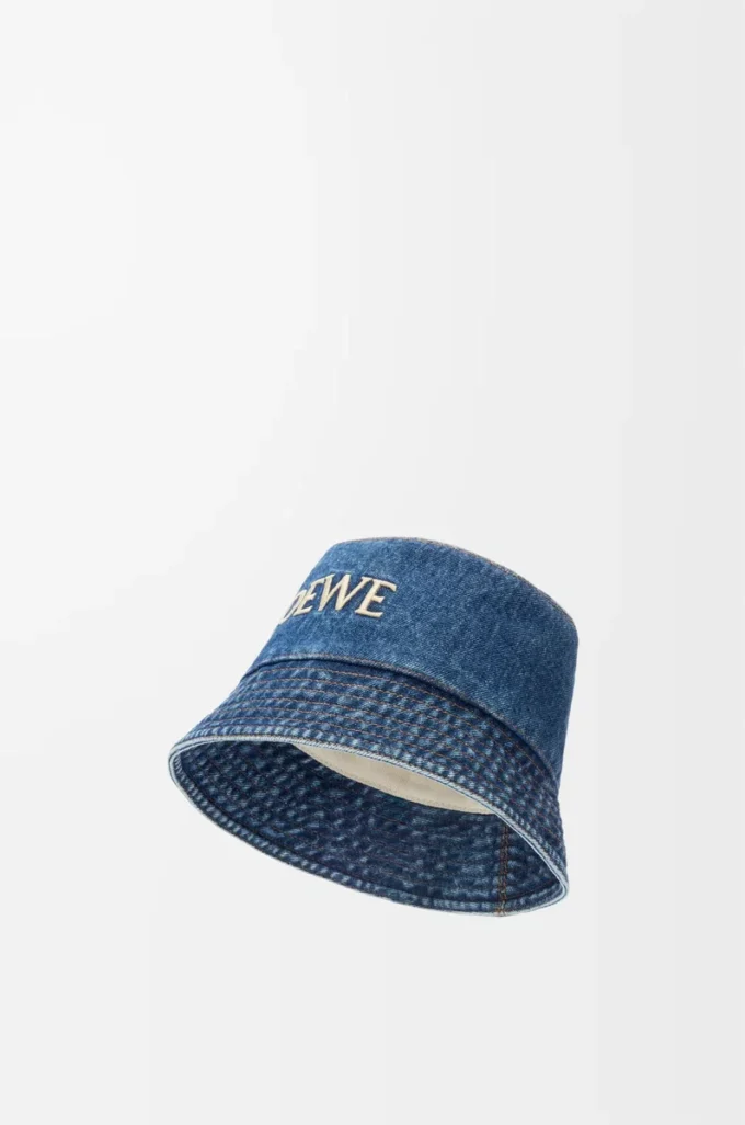 LOEWE bucket hat in denim Denim Blue LOEWE bucket hat in denim Denim Blue