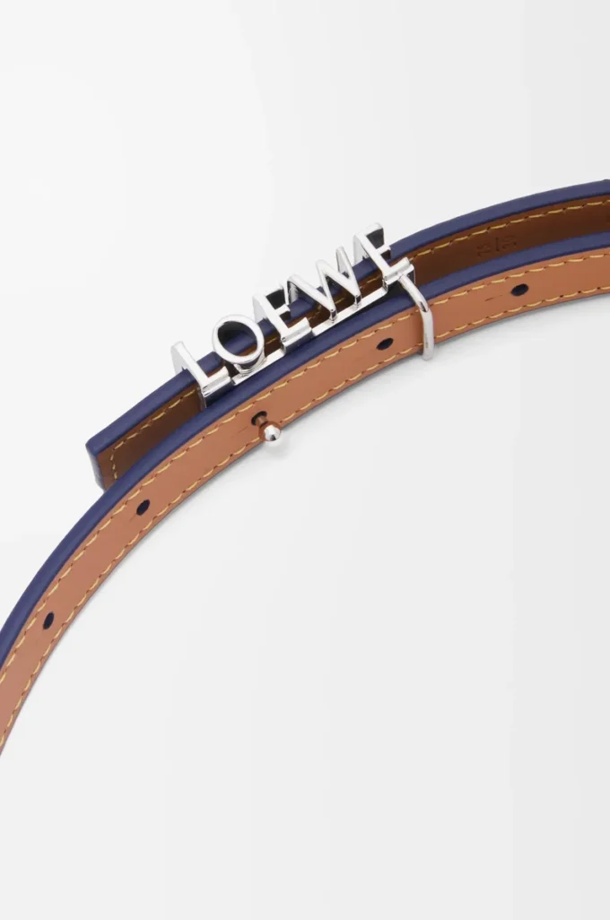LOEWE graphic belt in classic calfskin Abbys Blue/Palladio