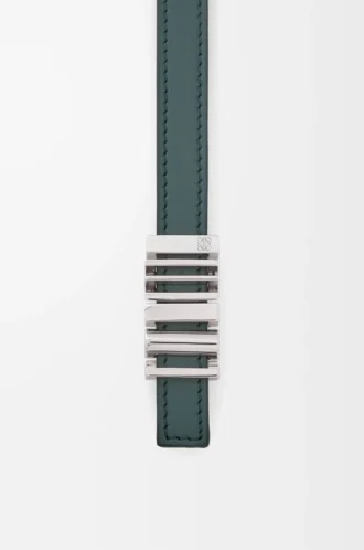 LOEWE Graphic belt in smooth calfskin Deep Forest/Palladium