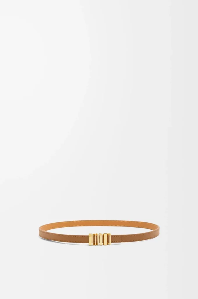 LOEWE Graphic belt in smooth calfskin Oak/Gold