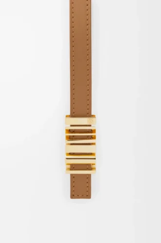 LOEWE Graphic belt in smooth calfskin Oak/Gold