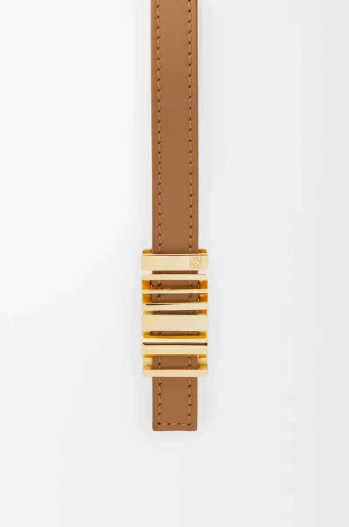 LOEWE Graphic belt in smooth calfskin Oak/Gold