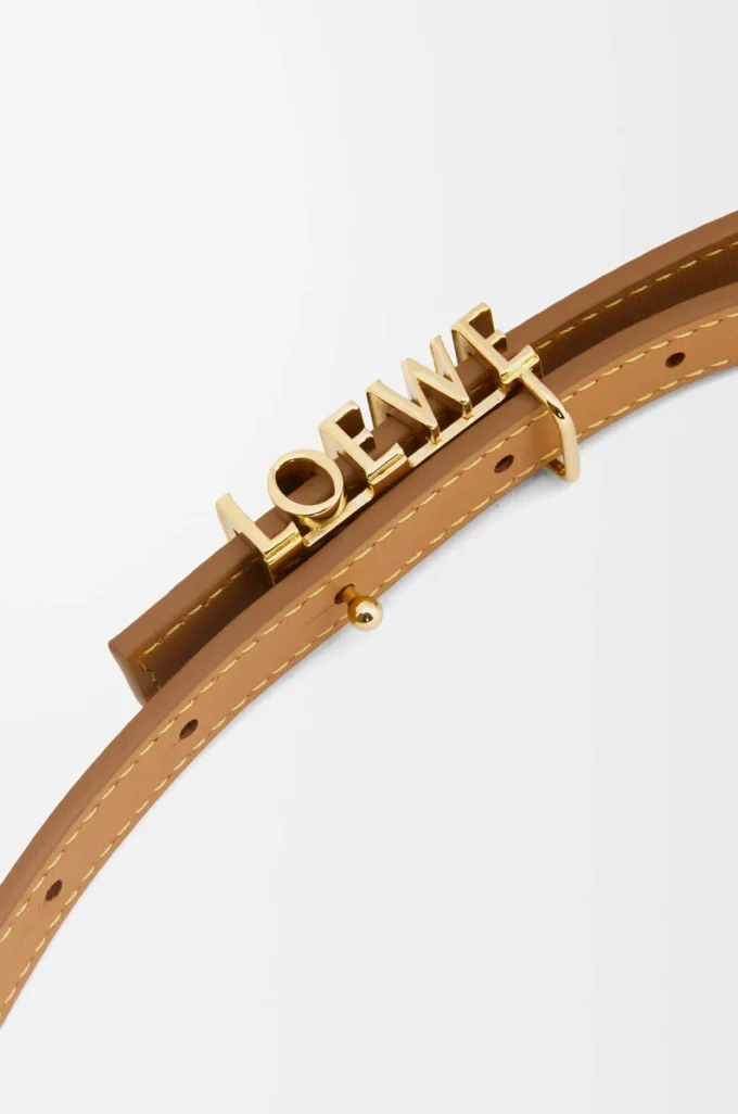 LOEWE Graphic belt in smooth calfskin Oak/Gold