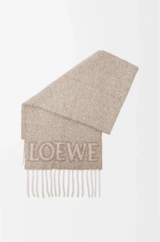 LOEWE scarf in alpaca and wool blend Beige/Ecru