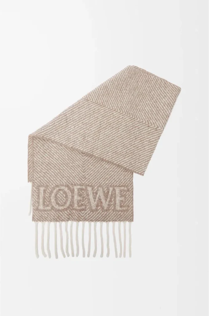 LOEWE scarf in alpaca and wool blend Beige/Ecru LOEWE scarf in alpaca and wool blend Beige/Ecru