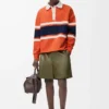 Long sleeve polo shirt in cotton Orange/Navy Blue