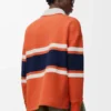 Long sleeve polo shirt in cotton Orange/Navy Blue