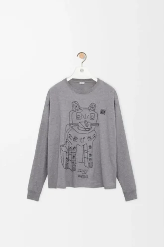 Long sleeve T-shirt in cotton Grey Melange