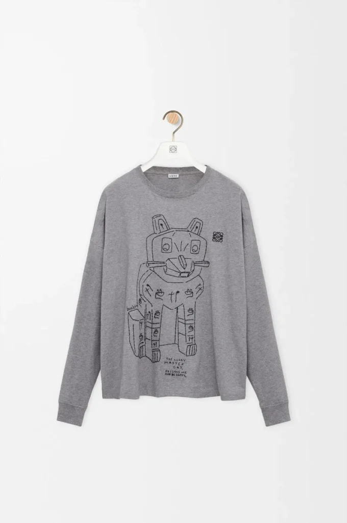 Long sleeve T-shirt in cotton Grey Melange Long sleeve T-shirt in cotton Grey Melange