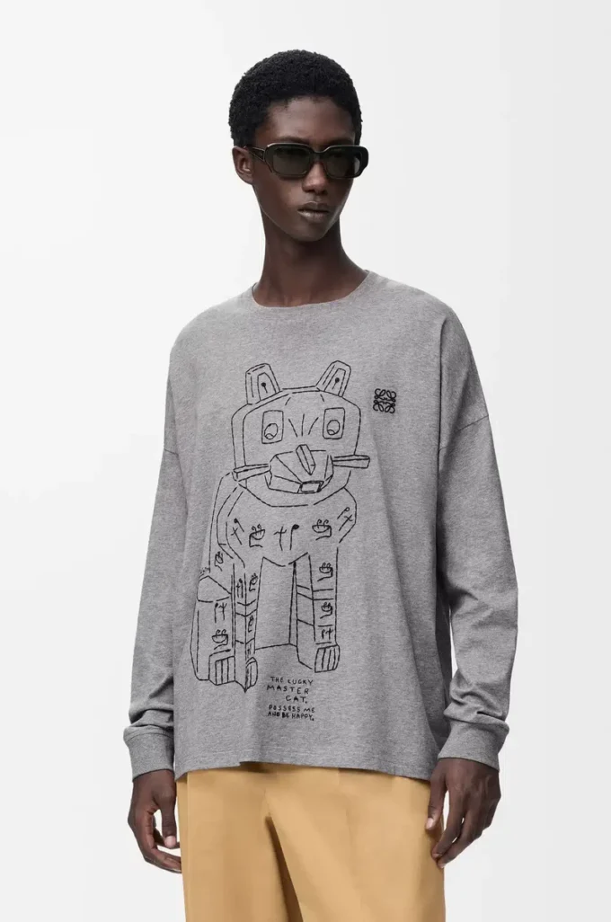 Long sleeve T-shirt in cotton Grey Melange Long sleeve T-shirt in cotton Grey Melange