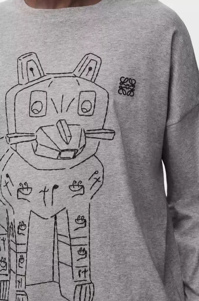 Long sleeve T-shirt in cotton Grey Melange Long sleeve T-shirt in cotton Grey Melange