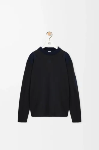 Long sleeve top in cotton blend Anthracite/Dark Navy