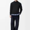 Long sleeve top in cotton blend Anthracite/Dark Navy Long sleeve top in cotton blend Anthracite/Dark Navy