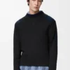 Long sleeve top in cotton blend Anthracite/Dark Navy Long sleeve top in cotton blend Anthracite/Dark Navy