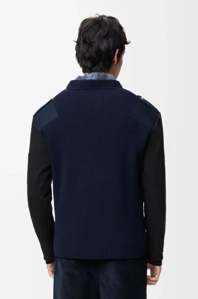 Long sleeve top in cotton blend Anthracite/Dark Navy Long sleeve top in cotton blend Anthracite/Dark Navy